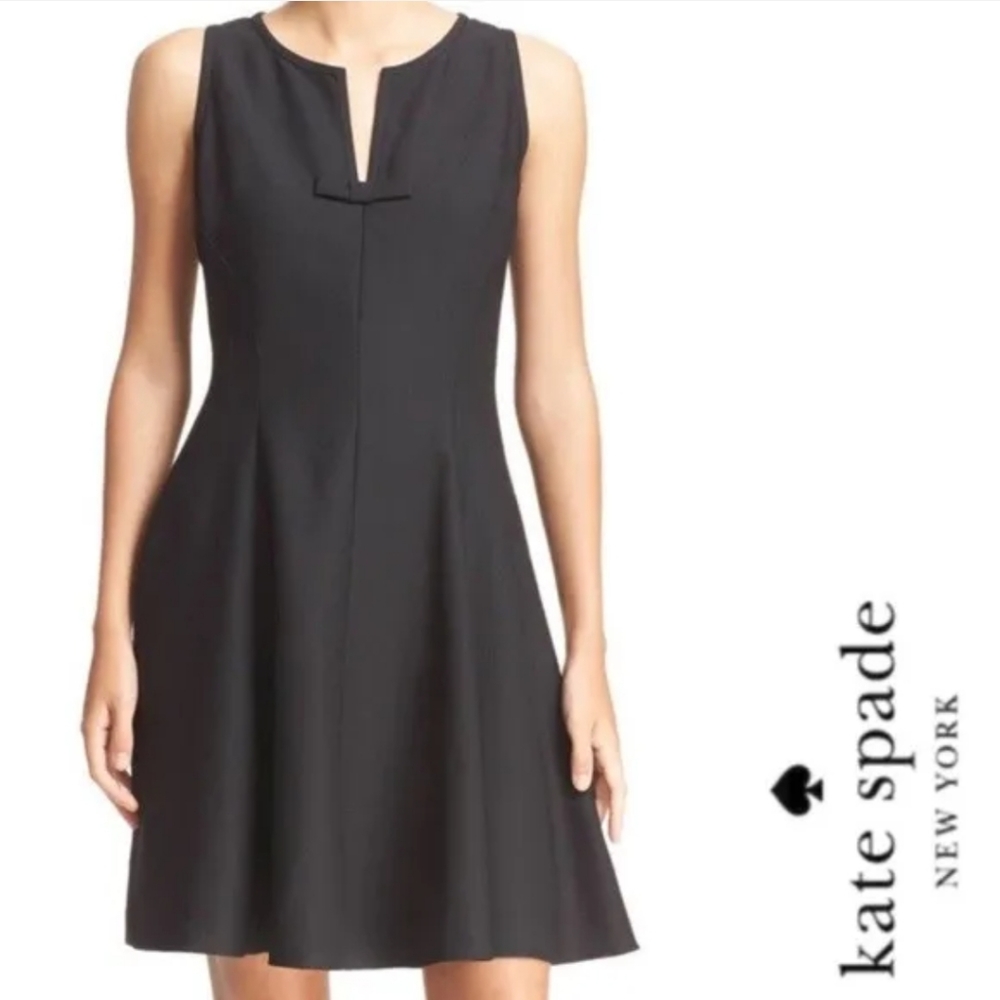 KATE SPADE New York Black Fit & Flare Bow Detail LBD Dress.